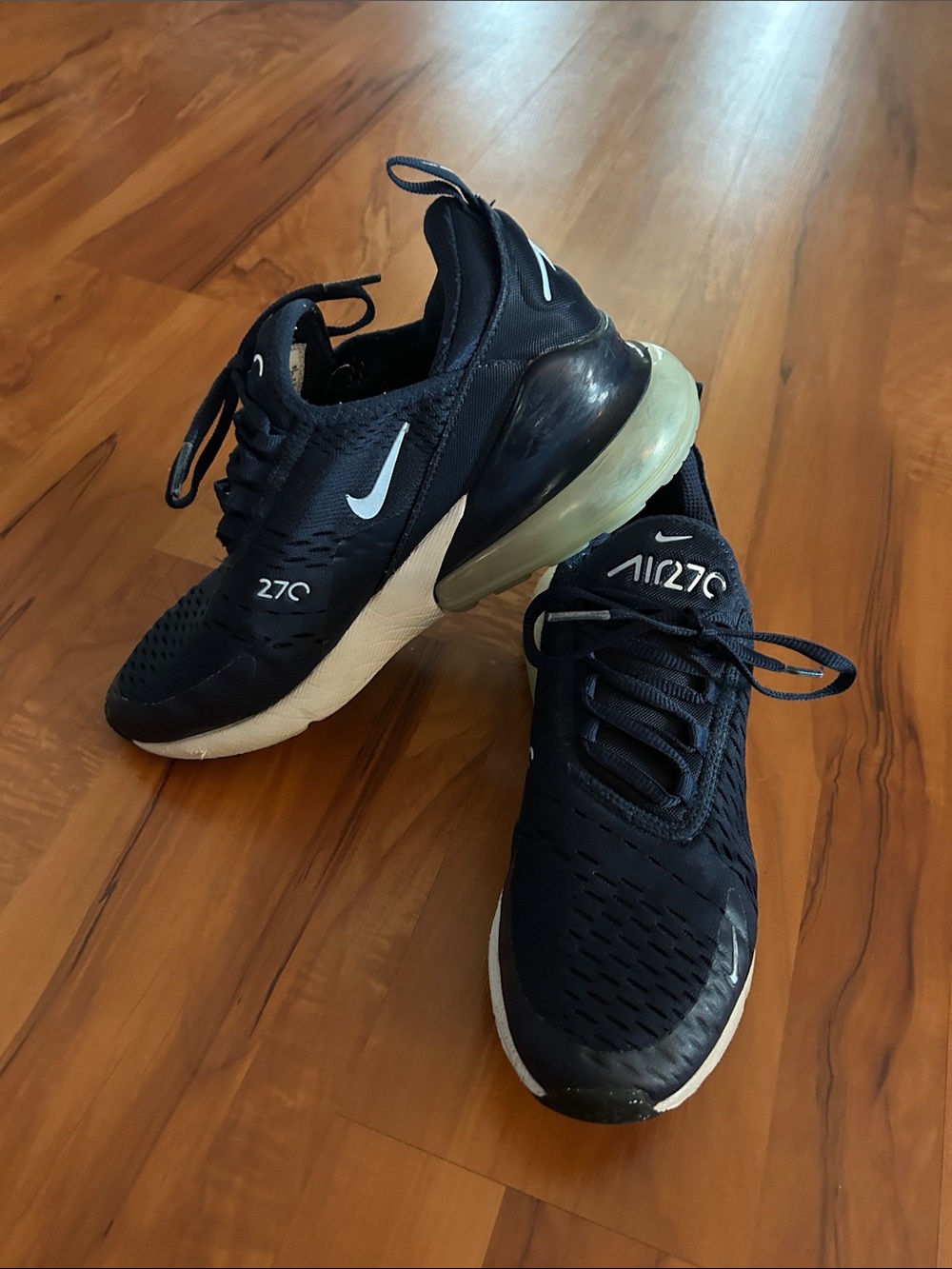 Nike Air Max 270 Youth Sneakers - Navy Blue and White